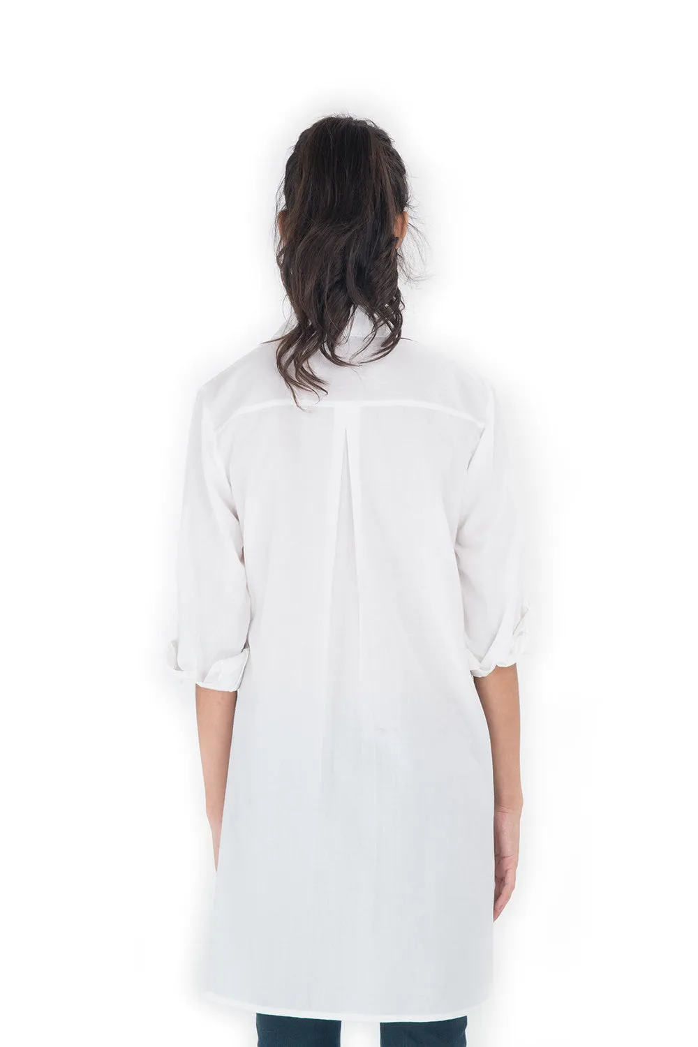 White Shirt / Long Shirt  / Women's shirt - Tailored assymetrical shirt : Simply Touch Collection No.2