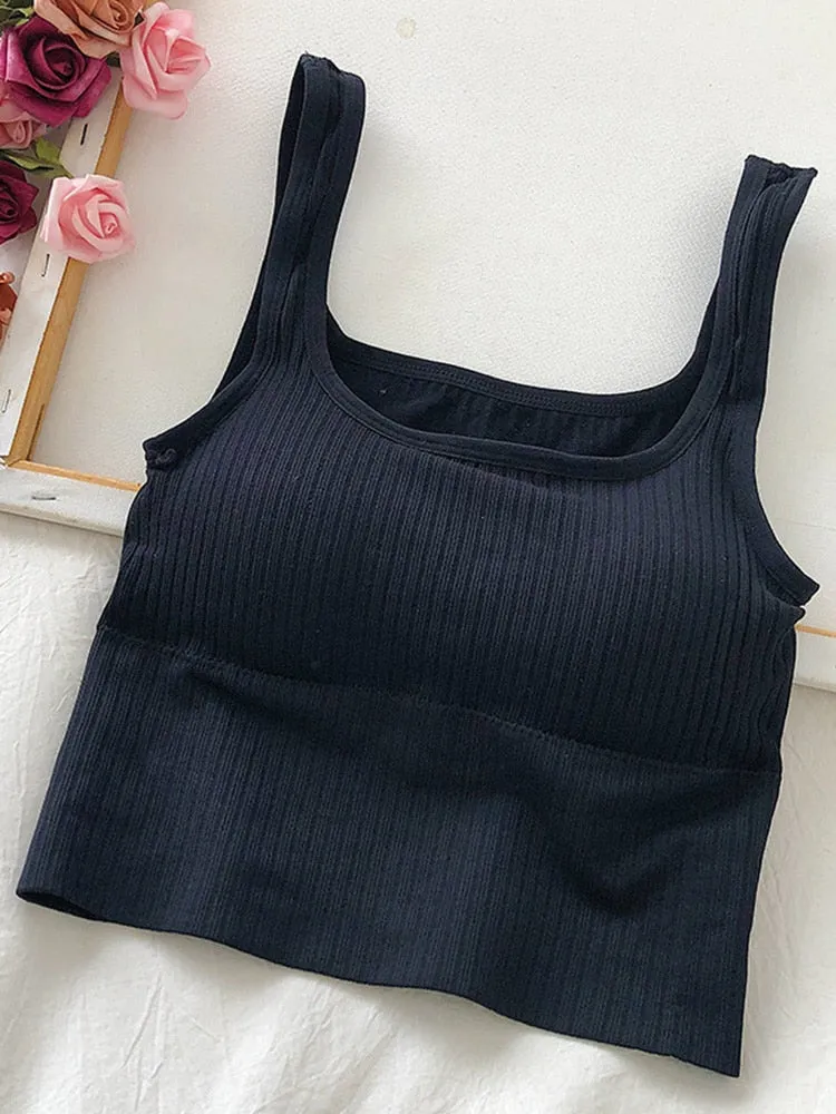 Women Seamless Square Crop Top