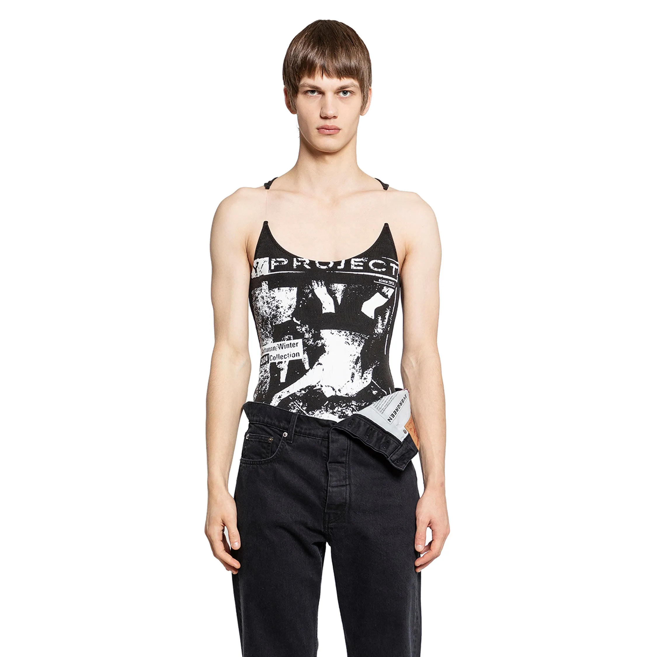 Y/PROJECT MAN BLACK&WHITE T-SHIRTS & TANK TOPS